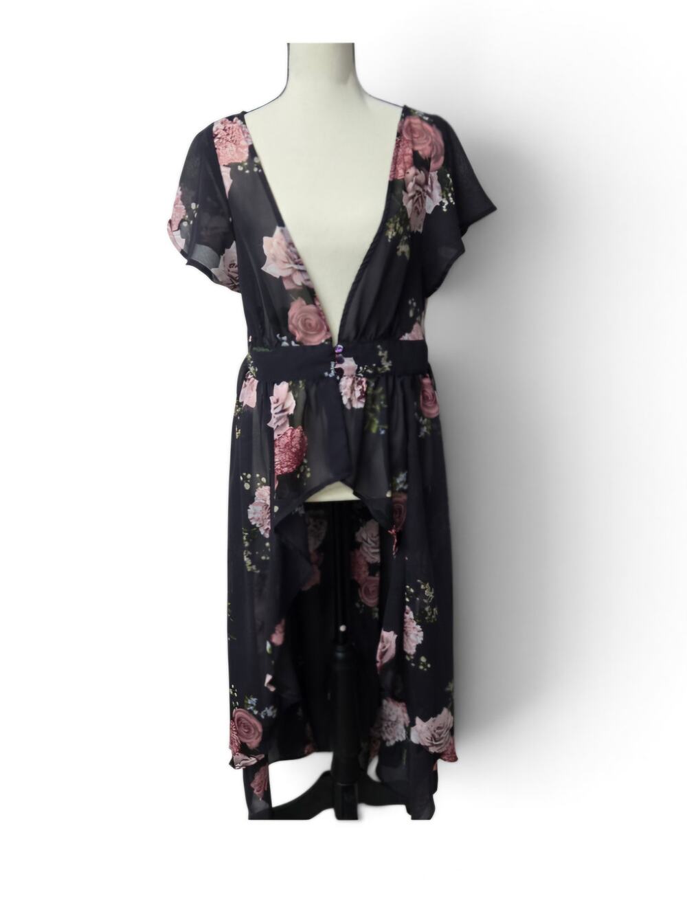 Live 4 Truth Dress Boho Floral Sheer Duster Kimono High-Low Coverup Size L